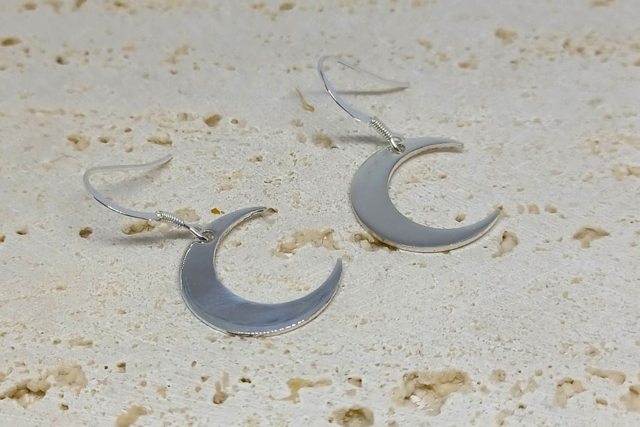 925 Sterling Silver Moon Earrings, Celestial Jewellery Gift for Her, Christmas J