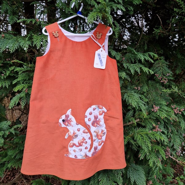 Age: 5-6yr Mandarin Squirrel Applique Needlecord dress