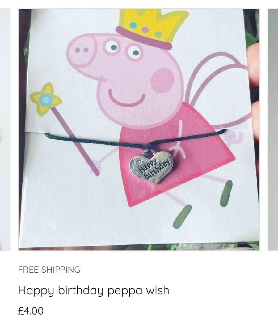 Happy birthday wish bracelet peppa pig gift bracelet gift for toddler birthday