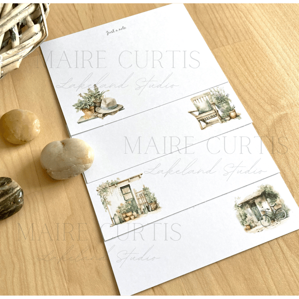 Country Garden Flat Notecards Set 12 Flat A6 Cards with Envelopes