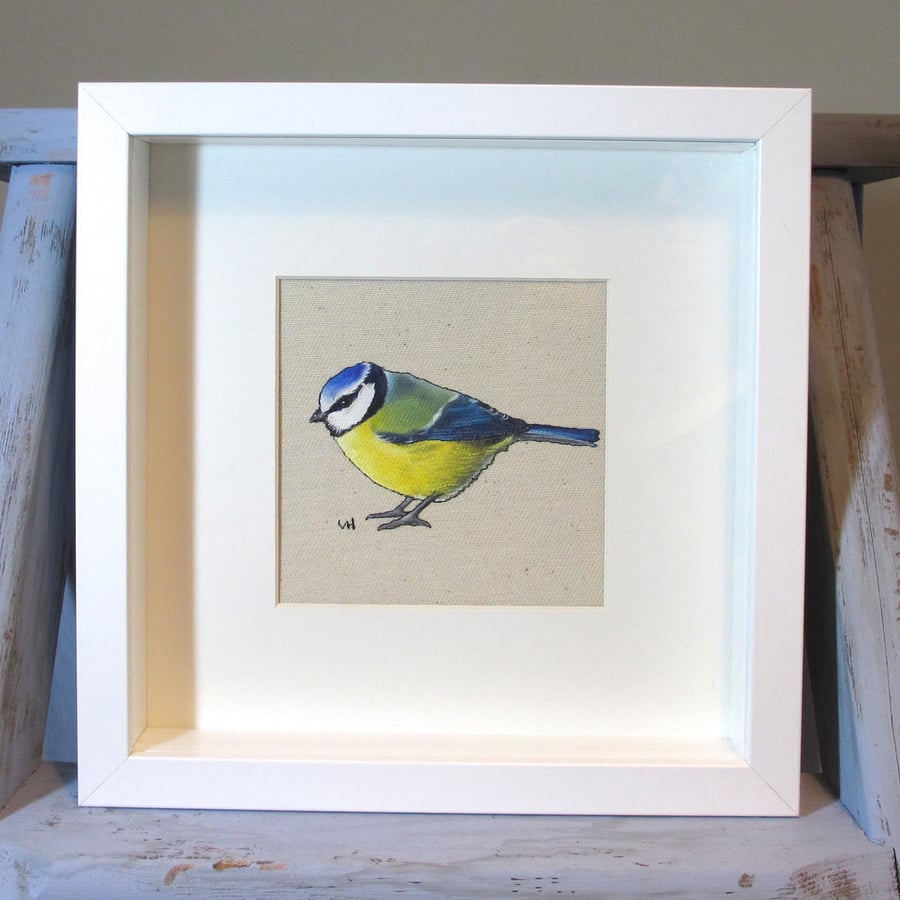 Blue tit Painting - Mounted