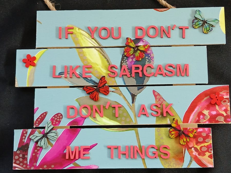 Hand decorated hanging wooden sign 