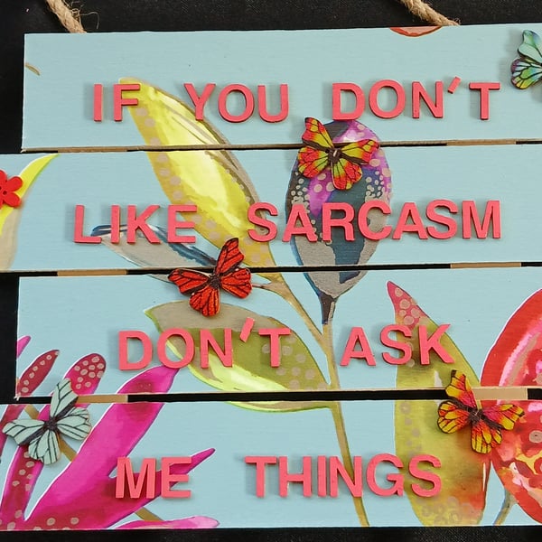 Hand decorated hanging wooden sign 