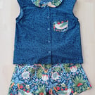 Women's pyjama set William Morris strawberry thief cotton shorts pyjama set