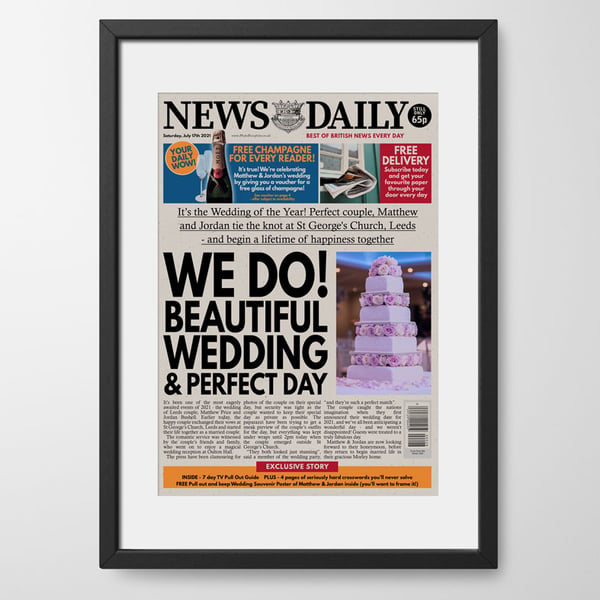 Personalised Wedding Gift Newspaper