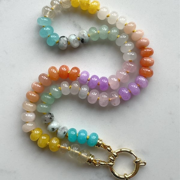 Sunshine Candy Hand Knotted Beaded Gemstone Necklace