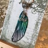 Blue and Green Triskelion Fairy Wing Necklace