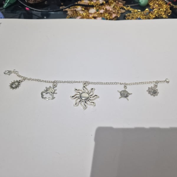 Sun charm silver bracelet