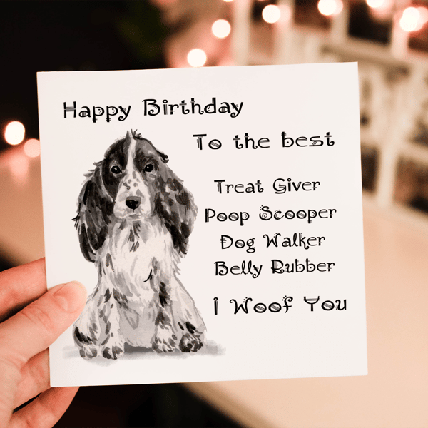 Cocker Spaniel Black Dog Birthday Card, Dog Birthday Card,Personalized Dog Breed