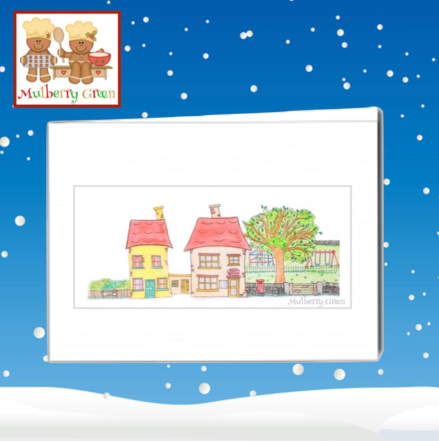 Mulberry Green Post Office Blank Greetings Card