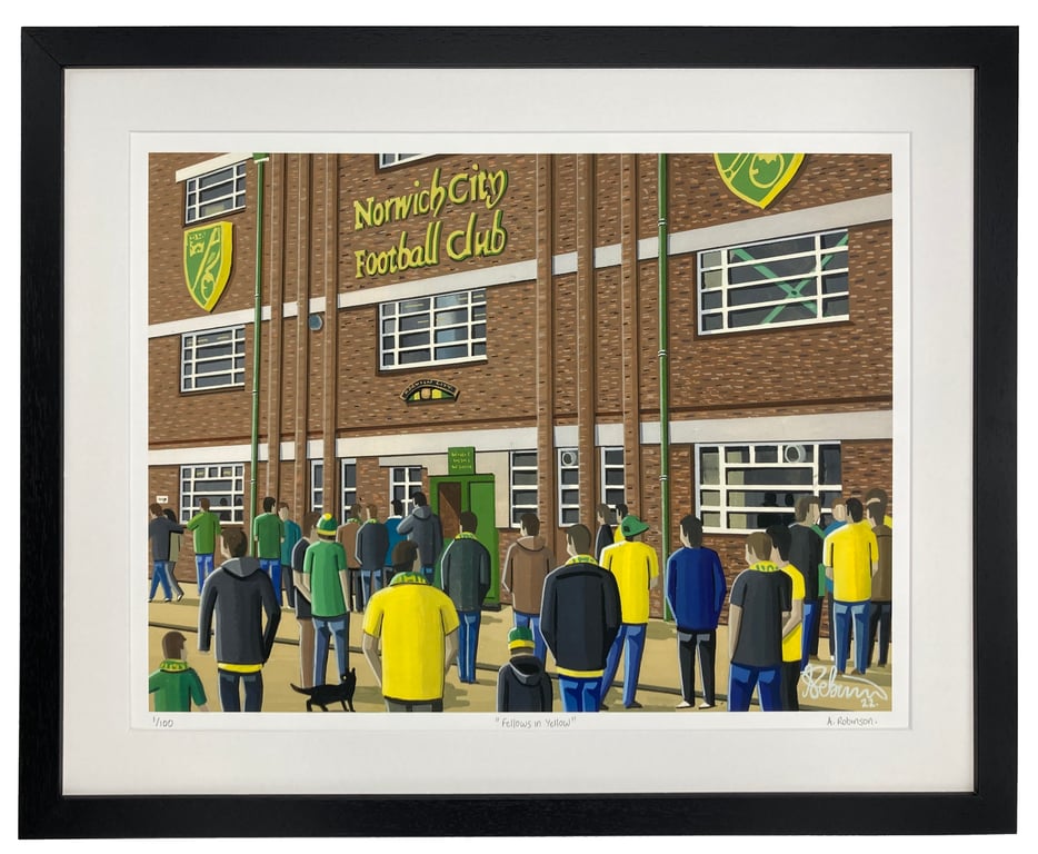 Norwich City F.C, Carrow Road. Limited Edition Framed Art Print (20" x 16")