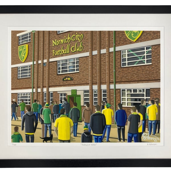 Norwich City F.C, Carrow Road. Limited Edition Framed Art Print (20" x 16")
