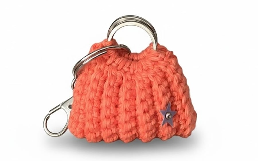 Keyring small crochet bag, Handmade micro tote