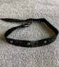 Black Leather Choker with 2 Spikes and 3 Clear-White Gemstones  - Image 7