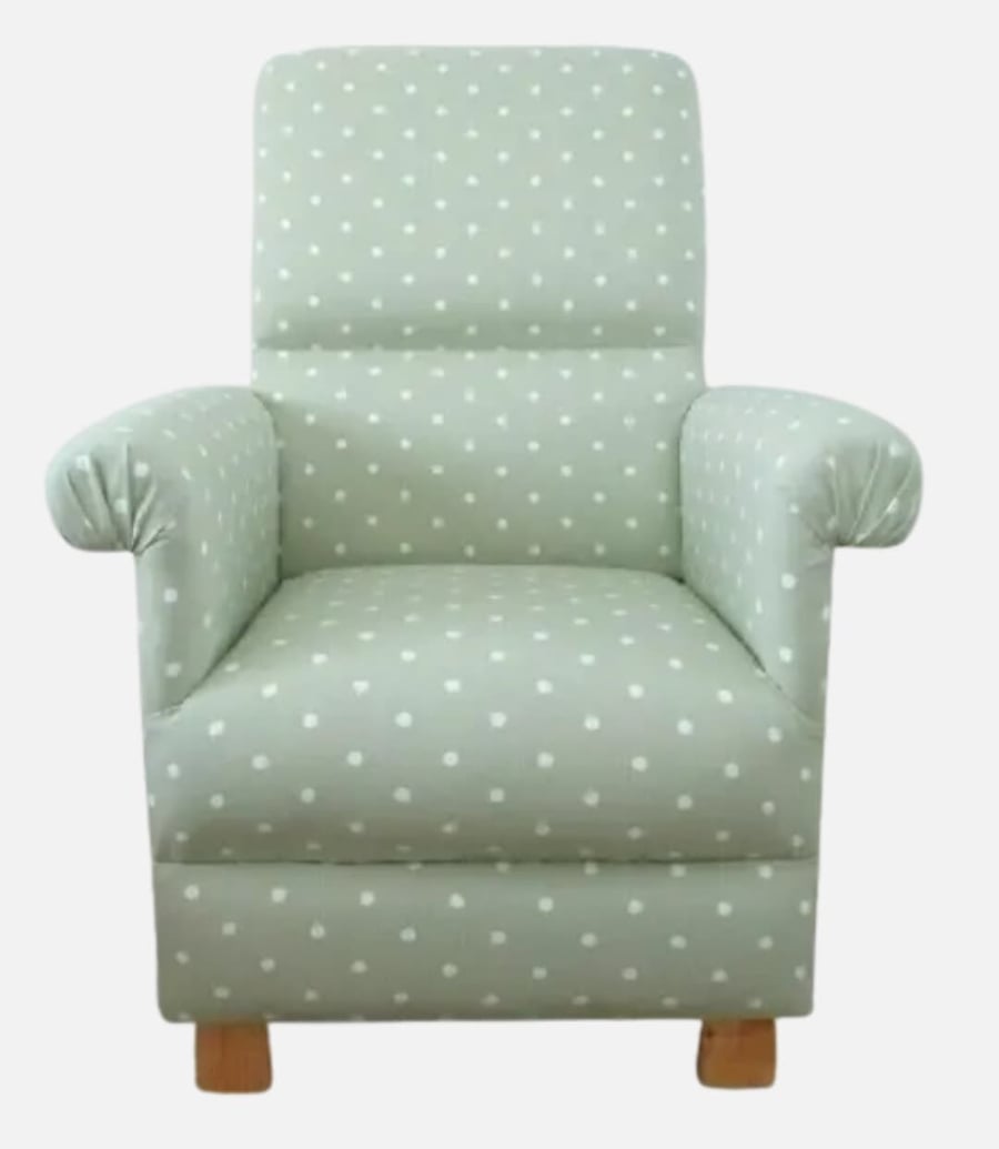 Accent Green Chair Clarke Dotty Spot Sage Fabric Adult Armchair Polka Dots Small