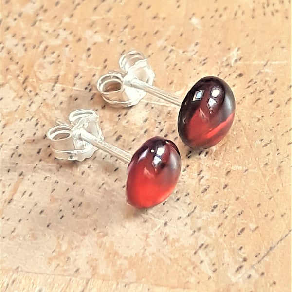 Red Abalone Studs, Small Paua Shell Earrings, Sterling Silver Jewellery