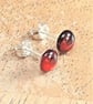 Red Abalone Studs, Small Paua Shell Earrings, Sterling Silver Jewellery - Image 1
