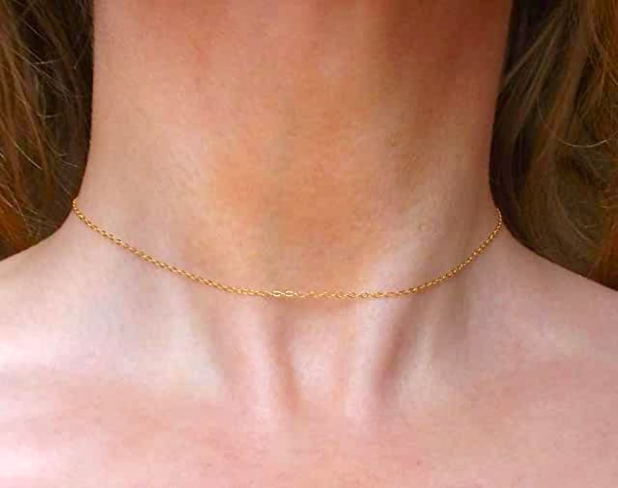 14k Gold Filled Dainty Choker Necklace 