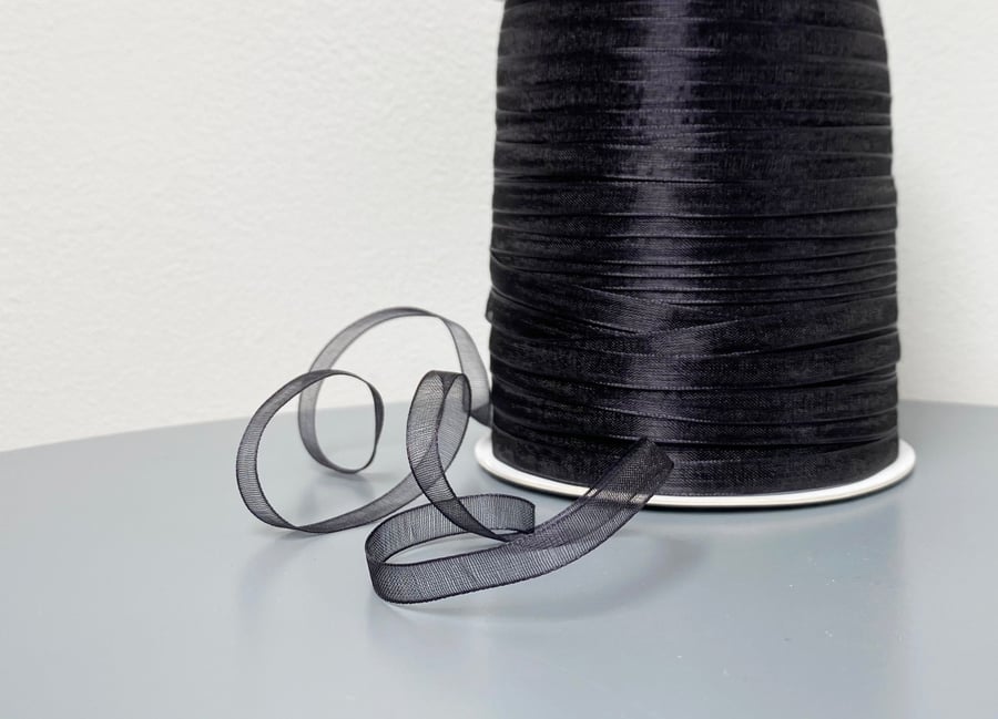 6mm Black Organza Ribbon, Craft Projects, Decor, Wedding Supplies - 10m 20m 40m