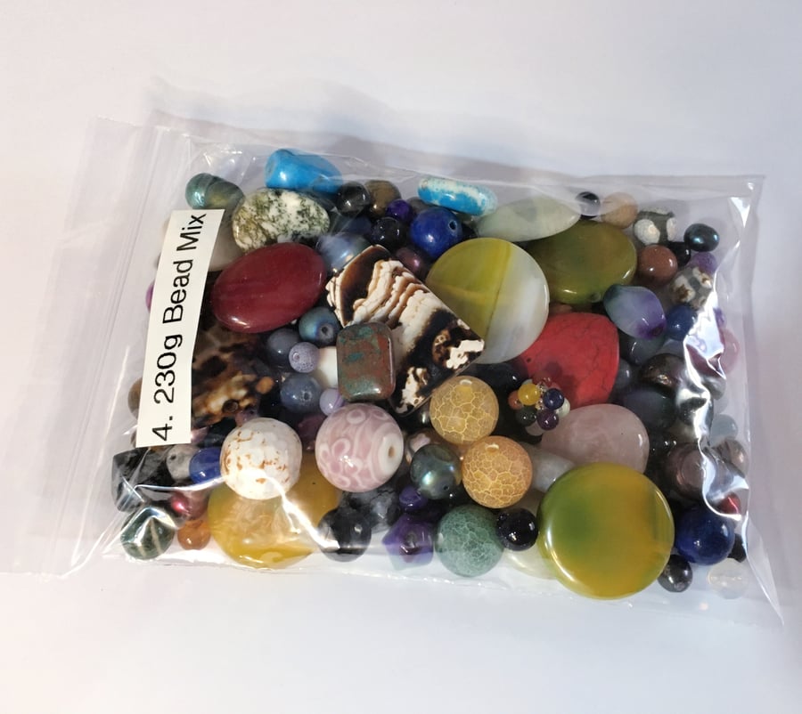 Mixed Gemstone Beads 230g Bag (Mix 4)