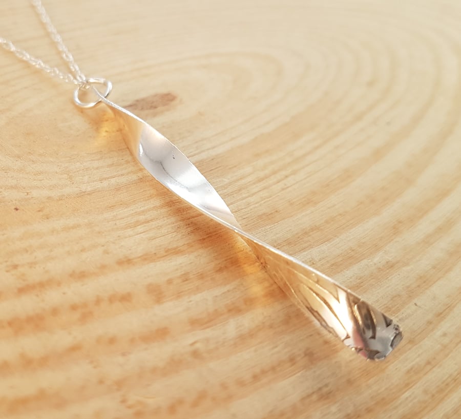 Sterling Silver Etched Twist Necklace