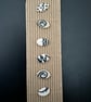 Oval  Ceramic Buttons- set of 5 - Black & white mixed geometric patterns  - Image 1