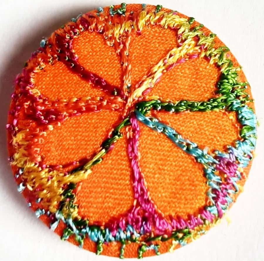 Buttons 1 inch button Hand Dyed Silks and Cottons Free Machine Embroidery Button