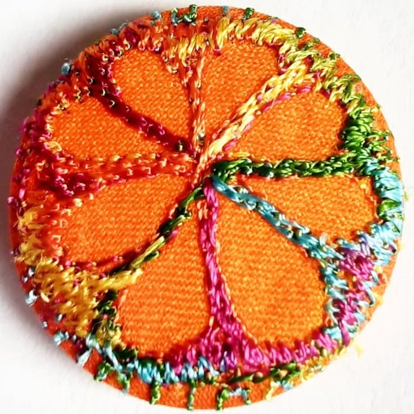 Buttons 1 inch button Hand Dyed Silks and Cottons Free Machine Embroidery Button