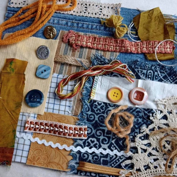 Old Gold Denim Slow Stitching starter kit - gift for teenager