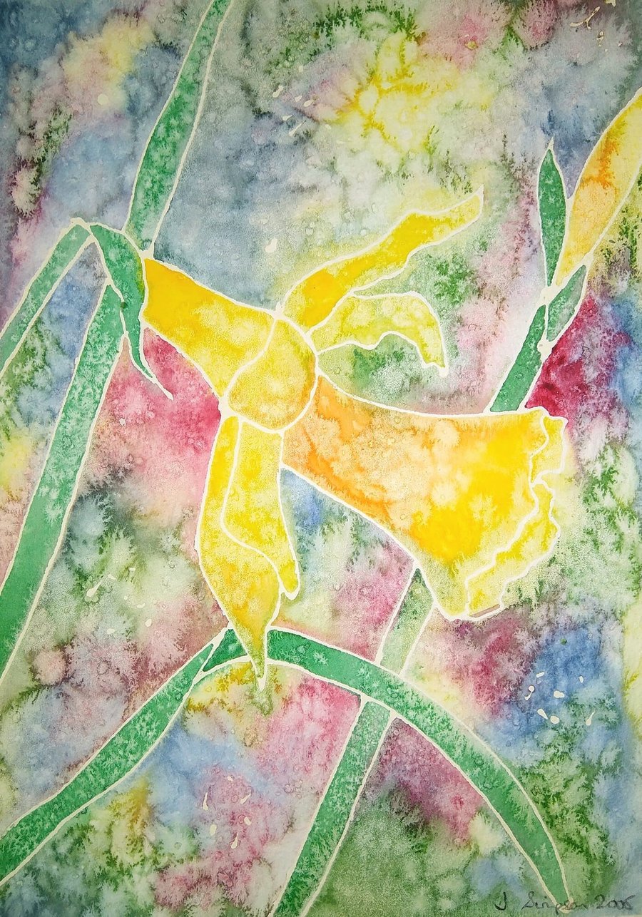 Daffodil original watercolour painting. Flower art. Birthday, Mother's Day