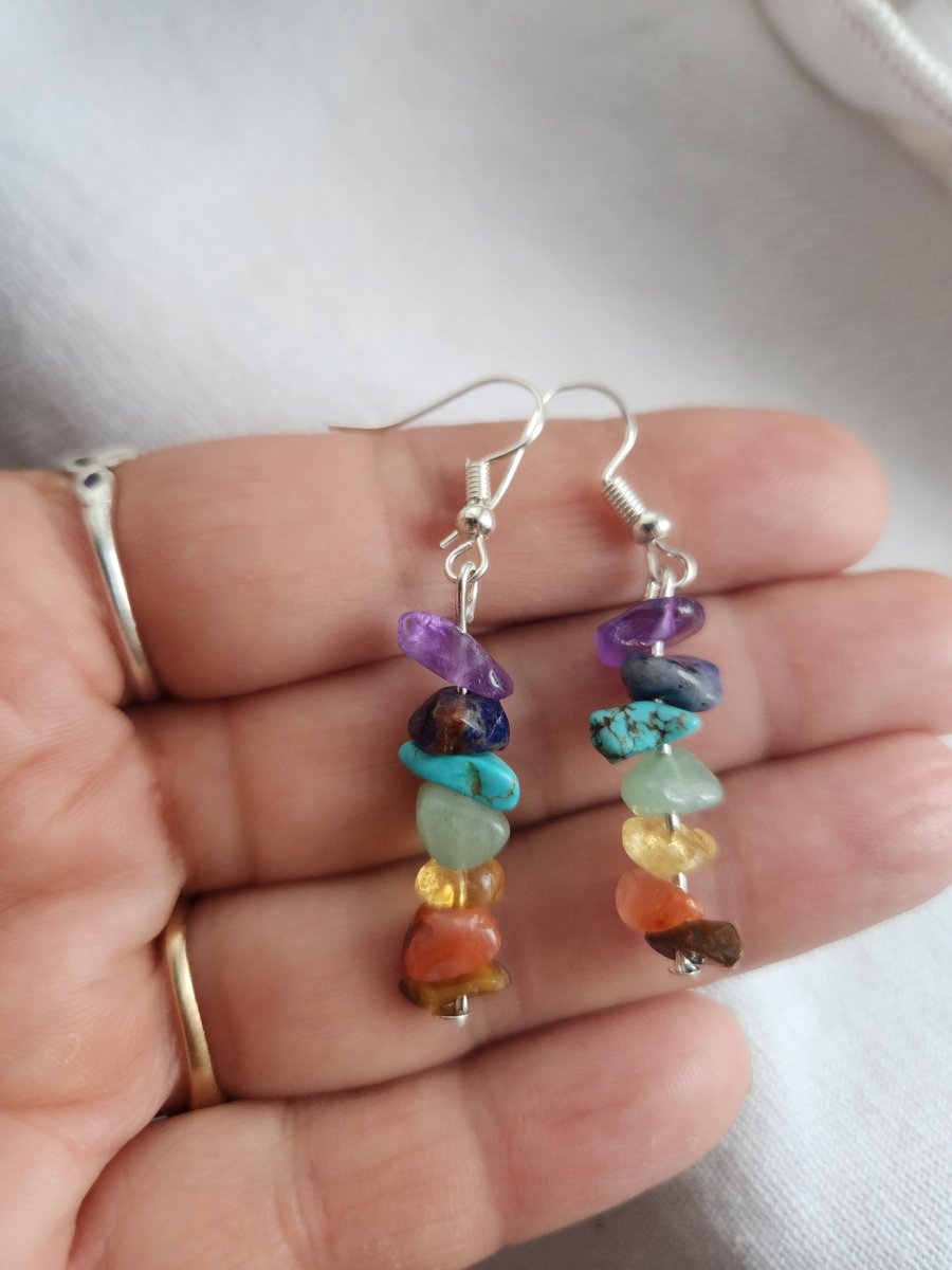 Chakra crystal beaded earrings