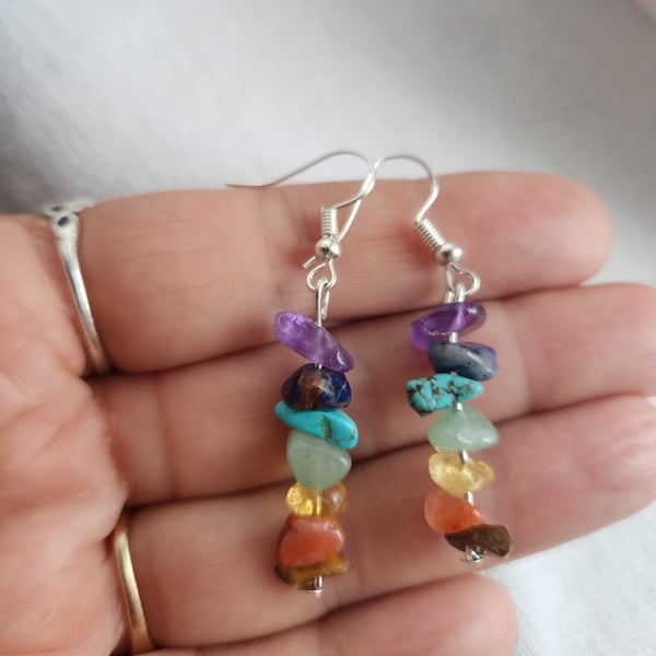 Chakra crystal beaded earrings