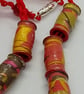 Cocoa Spice Paper Bead Red Cord Necklace  - Image 5
