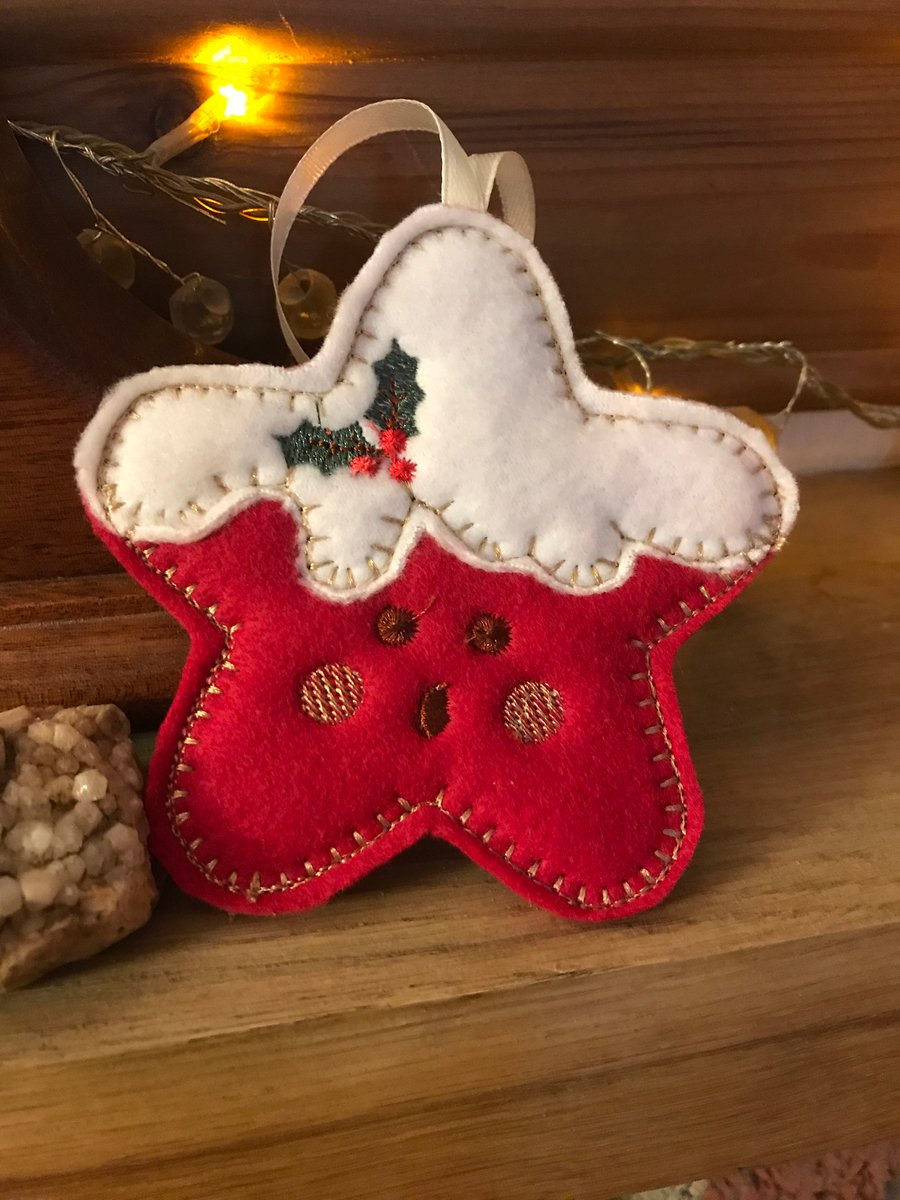Christmas Star Felt Decoration Surprise Expression personalised available 