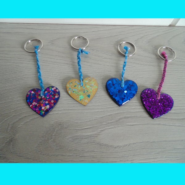 Handmade resin keyring, bag charm, wooden heart keyring, bag charm