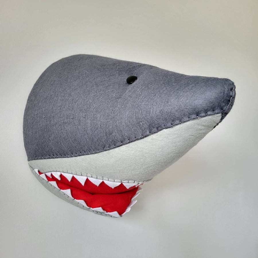 SHARK - Felt Faux Taxidermy - Wall Mounted Animal Head