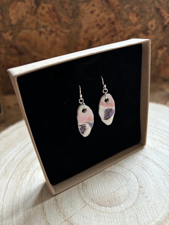 Handmade Earrings, Ceramic, Unique Earrings, Vintage, Eco Friendly Gifts.