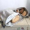 Pure linen large drawstring bread bag with taupe drawstring