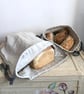 Pure linen large drawstring bread bag with taupe drawstring