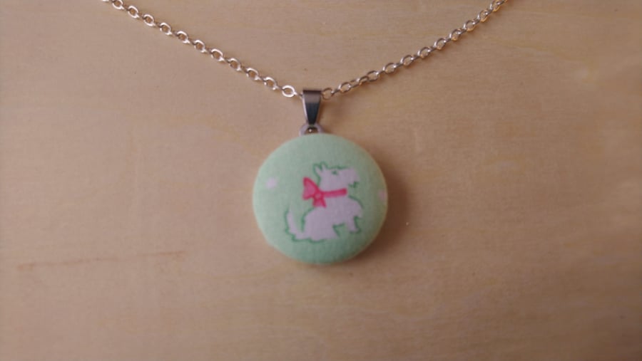 29mm Dog Fabric Covered Button Pendant 