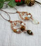 Copper Hanging Decorations with Bronze and Silver Glass and Gemstone Beads - Image 1