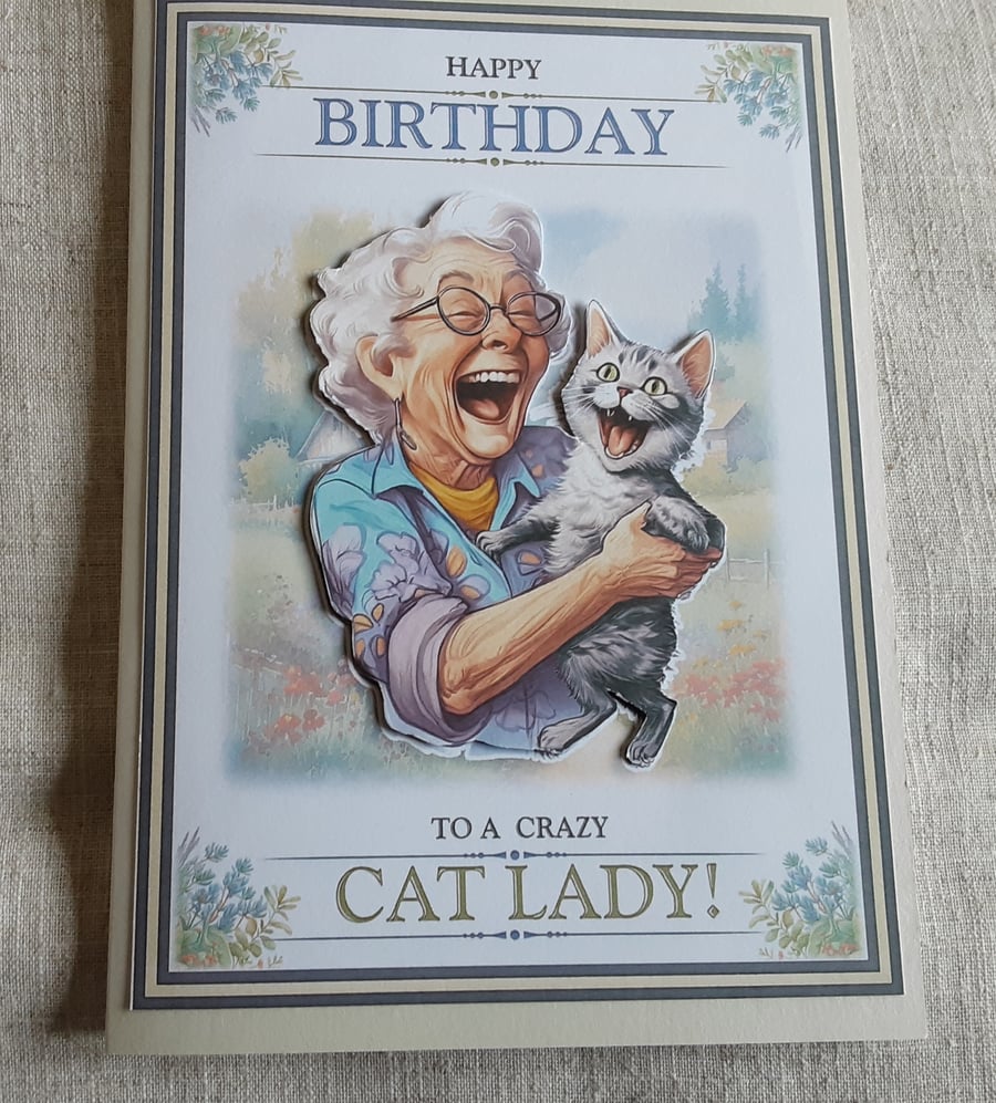 Crazy cat lady Birthday Wishes: Cat-Themed A5 Card for the Ultimate cat lover.