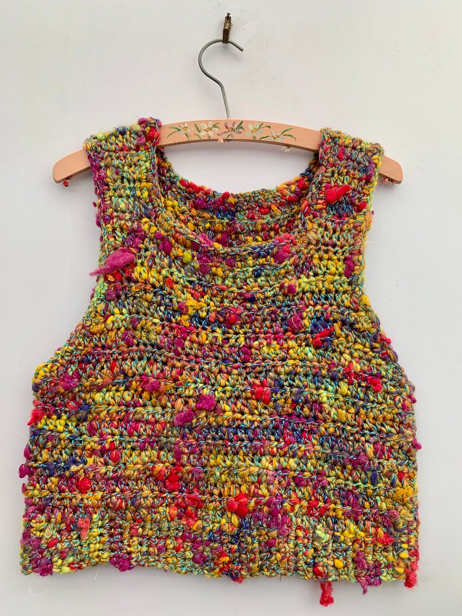 Crochet vest. Womens top. Crop top. Tank top. Art yarn vest. 