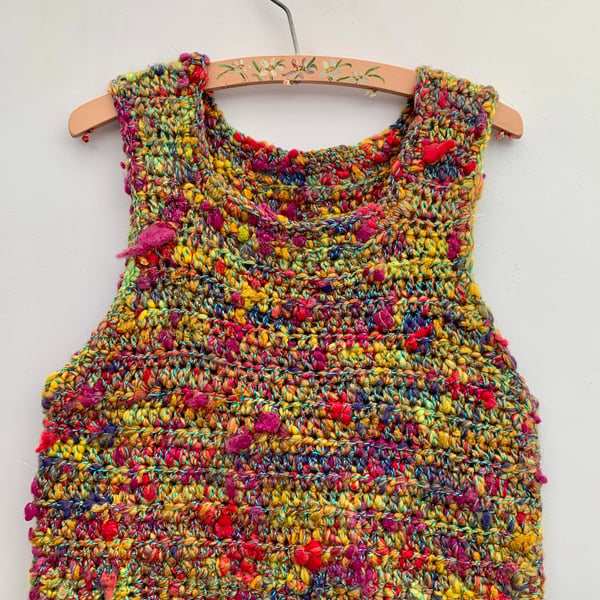 Crochet vest. Womens top. Crop top. Tank top. Art yarn vest. 