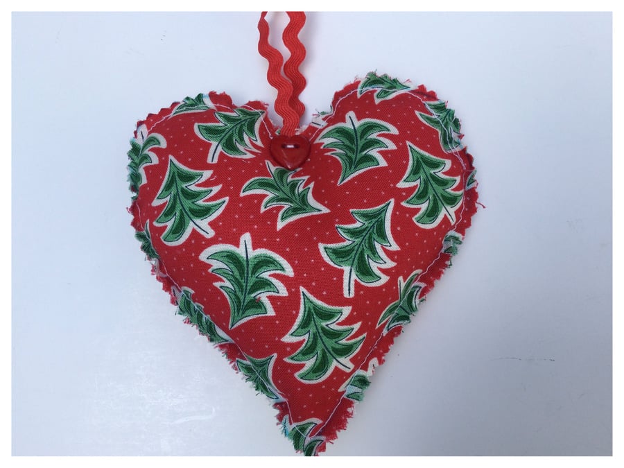 Christmas Liberty fabric Hearts - set of 2
