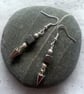 Hematite Cube and Spike Earrings - Black Silver Gothic Drop Earrings