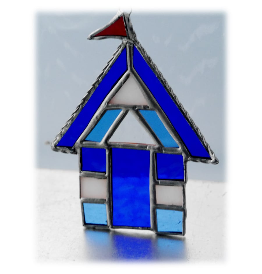 Beach Hut Suncatcher Stained Glass blue 019