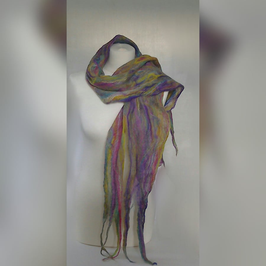 Scarf - Handmade felt cobweb scarf in pretty pastels
