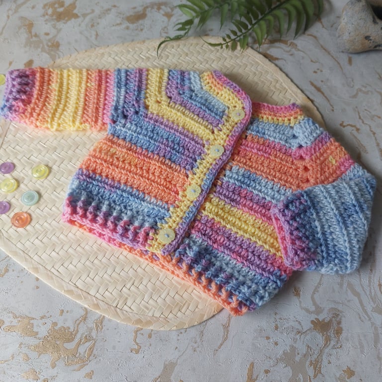 Crochet Baby Cardigan Ages Up To 2 Yrs Peachy