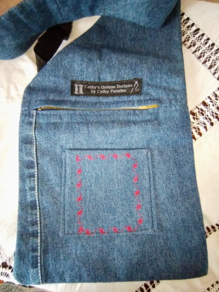 Repurposed Denim Jeans Cross Body Unisex everyday bag